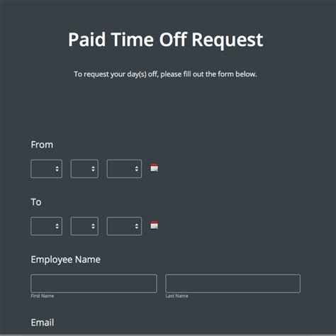 PTO Request Form Template Formstack
