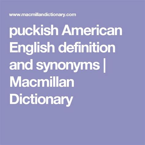 PUCKISH English meaning - Cambridge Dictionary