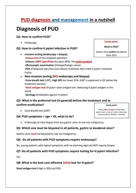 PUD diagnosis and treatment in a nutshell in a nutshell Diagnosis of