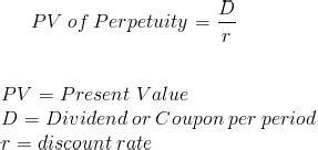 PV of Perpetuity - Formula (with Calculator) - finance formulas