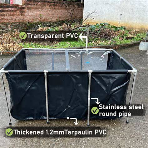 PVC Canvas Fish Pond with Steel Frame - 200L Foldable Above Ground … - raincitystudios.com