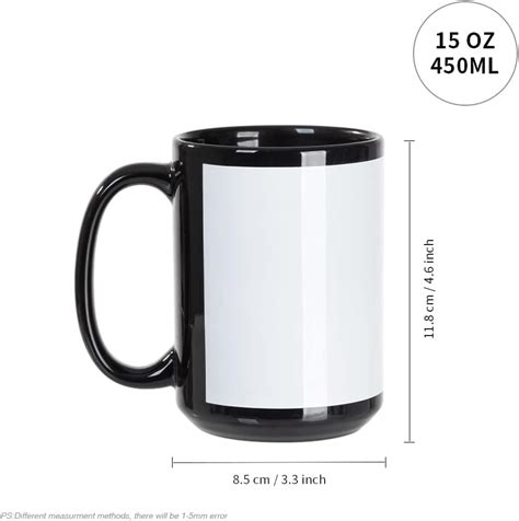 PYD Life Sublimation Coffee Mugs Blanks Black with White Patch …