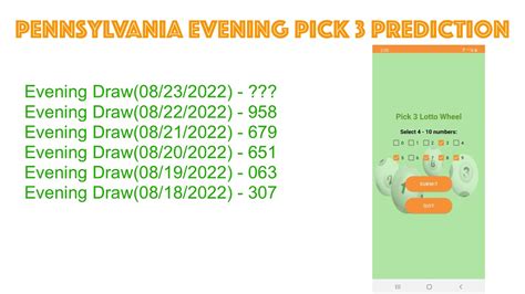 Next EST. Jackpot Prize $500 Million. View other famous Pennsylvania lotteries’ live drawing results for Friday, Nov 26 2021 of PA Pick 2 Evening, PA Pick 4 Evening and PA Pick 5 Evening.See also PA Pick 3 Day live draw results for Nov 26, 2021. Note that Pennsylvania Pick 3 Evening is also called PA Pick-3 Evening …