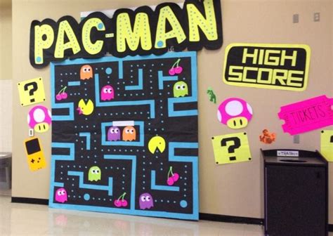 This Pac Man themed bulletin board created by Erica Bowman offers a fun, colorful way to show your appreciation! Created using tape and construction paper cutouts, not only is the design sure to be a hit…