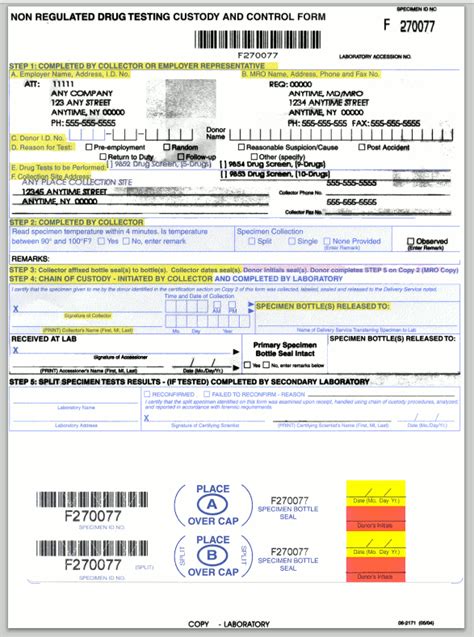 PacTox Non DOT Chain of Custody Form 0.00/Form PacTox PTFNCOC