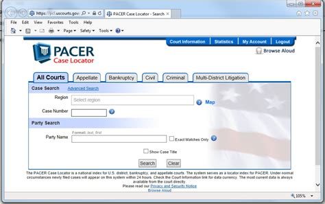The PACER Case Locator (PCL) is a national index for district, ba