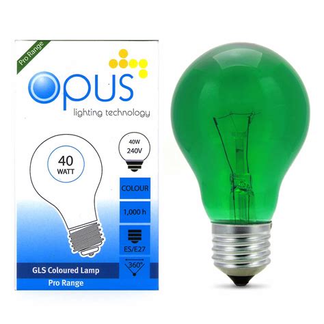 Pack of 6 x Opus Pro Range 40watt ES E27 GLS Green light bulbs