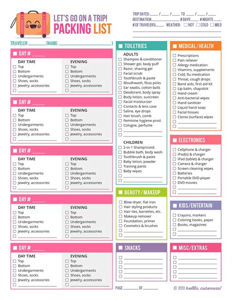 Packing List Template