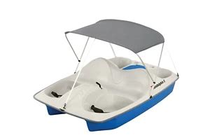 Product Details The Pelican Voyage Deluxe Pedal Boat is the perfect way to explore lakes in style. Fitting up to five people, this pedal boat features adjustable backrests, a built-in cooler and storage compartment with solid covers. Made of RAM-X™ impact-resistant material, the pedal boat is built to last. . 