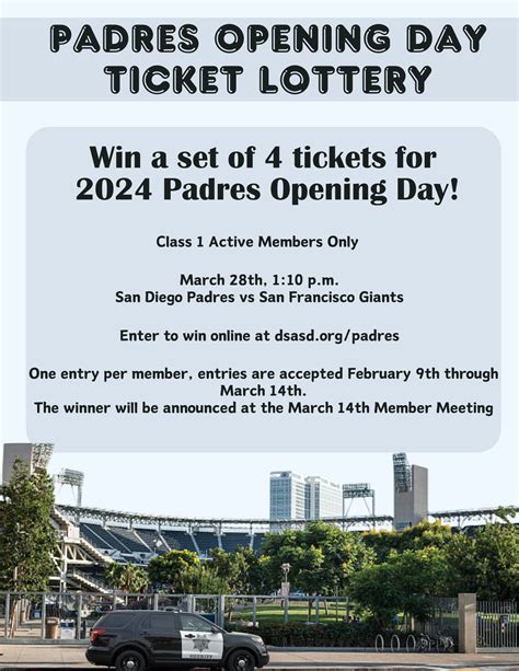 Padres opening day tickets. Jan 25, 2024 · January 25th, 2024. SAN DIEGO – The San Diego Padres today announced their 2024 promotional schedule including giveaways, theme games, and events every homestand. Single-game tickets for 2024 regular season home games go on sale Tuesday, February 6 at 10:00 a.m. PST by visiting www.padres.com. Season Ticket Members have priority access to ... 