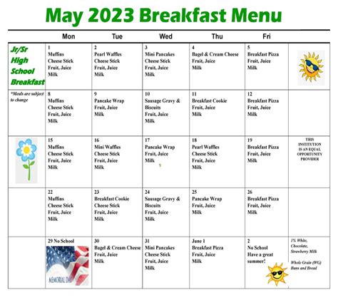 Page 1 High School Breakfast Menu - ccsdnm.org