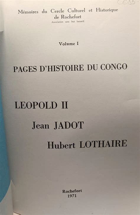 Pages d'histoire du congo: léopold ii, jean jadot, hubert lothaire. - Groundwater geochemistry a practical guide to modeling of natural and contaminated aquatic systems.