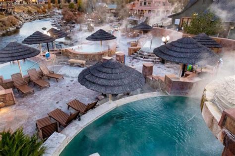 Pagosa hot springs resort. Location: From Durango, Colorado it is about 60 miles or about an hour and ten minutes to drive. Directions: From Durango, Colorado take US-160 E to Pagosa Springs 1 h 9 min (59.7 mi) Take Hot Springs Blvd to the hot springs. 1 min (0.3 mi) Accessibility: Pagosa Hot Springs is very accessible. You can drive up to the resort. 