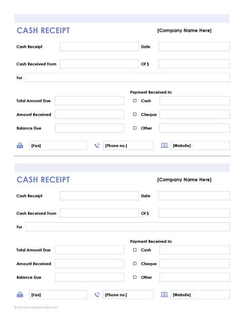 Paid Receipt Template Database