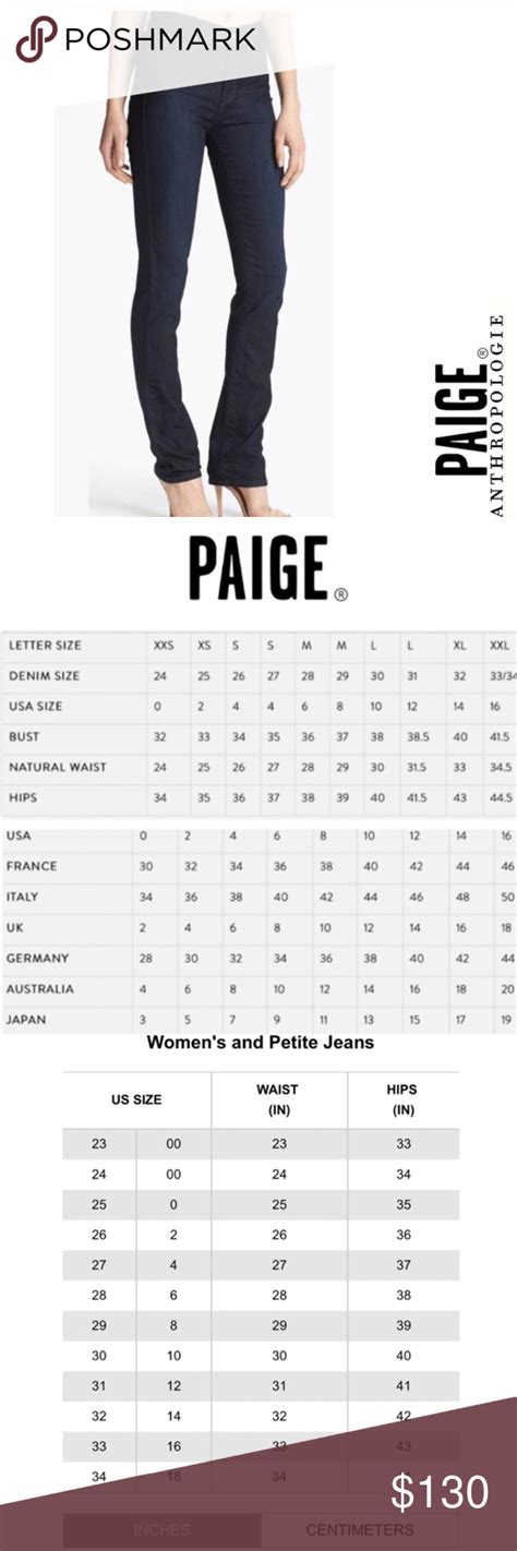 Paige Jeans Size Chart Conversion
