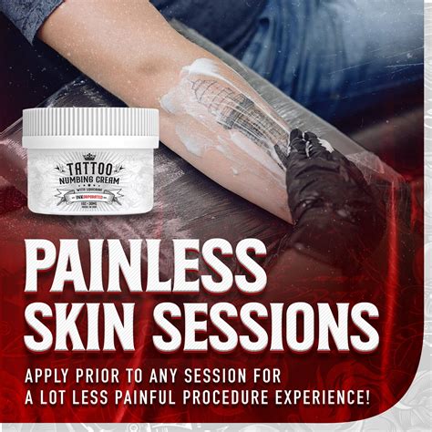 Painless tattoo. I used Painless Tattoo today for my 3 hour stomach session and it was AMAZING! I did a test patch last night to ensure my skin wouldn’t have any adverse reactions to the cream and it didn’t. I was nervous going into this today as the pain for me was almost unbearable, this stuff literally saved me. 