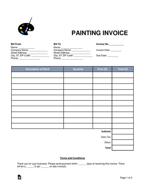 Paint Job Invoice Template MS Excel Templates