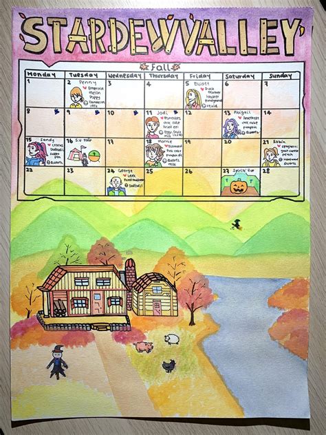 Painted the fall calendar for reference 3 r/StardewValley
