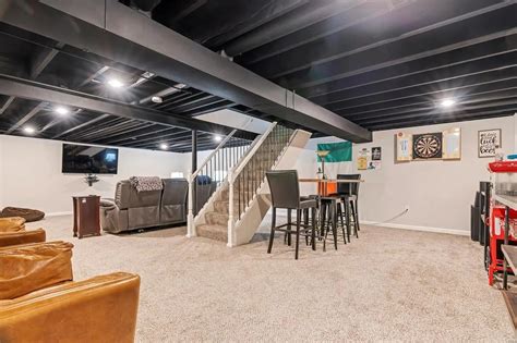 Painting basement ceiling black. Basement Finishing - The basement ceiling has been painted black and the lights reinstalled. Even though it is dark it looks clean and adds depth to the ... 