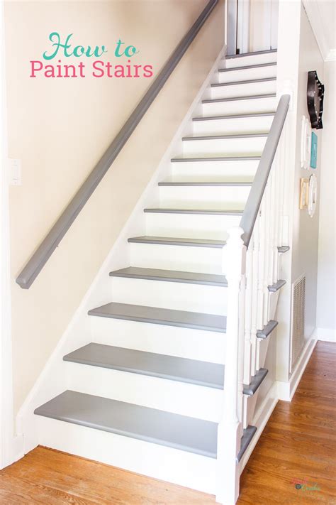 Painting stairs. Start at the top of the stairs and paint the sides first. Do not overload the brush as thin coats are better than thick coats. Start at the top of the sides and work down. Do two or three steps at a time. Then go back and paint the treads and risers as mentioned before. Repeat the process until finished. 