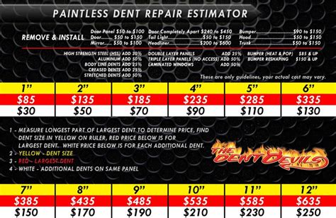 Paintless dent repair cost. The average paintless dent repair is somewhere between $125 and $500. However, the cost of your dent repair will vary depending on the type of car you have and the number … 