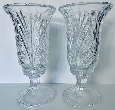 Pair of Towle FULL Lead Crystal Hurricane Candle Holder