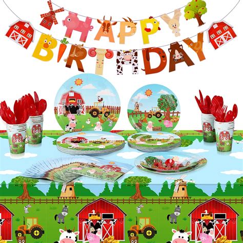 Pajean 171 Piece Barnyard Farm Animals Theme Party Supplies, …