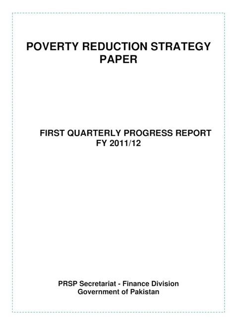 Pakistan Poverty Reduction Strategy Paper Progress Report
