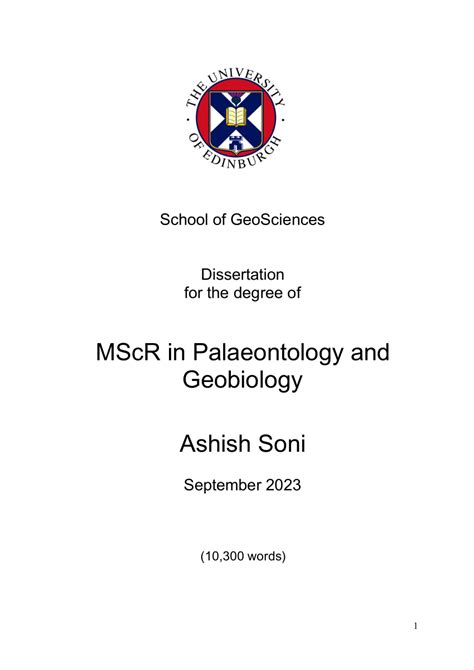 Palaeontology and Geobiology MScR The University of