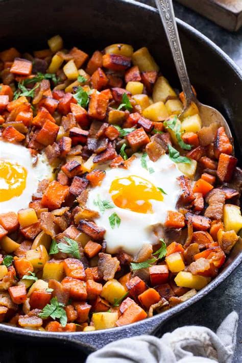 Paleo Sweet Potato Hash & Eggs with Bacon