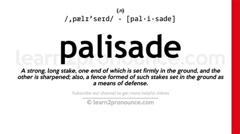 Palisade synonym.  Definition of palisade.  Check out the pronunciation, synony...