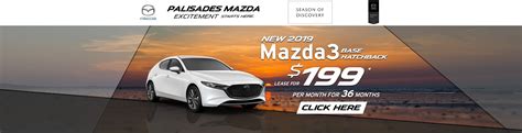 Palisades mazda dealership. Nyack, NY New, Palisades Mazda sells and services Mazda vehicles in the greater Nyack area. Palisades Mazda Sales: (845) 712-9690. Service: (845) 299-2589 ... Dealer Specials. National Offers. Service & Parts Specials. FINANCE. Get Pre-Qualified. Apply for Financing. 