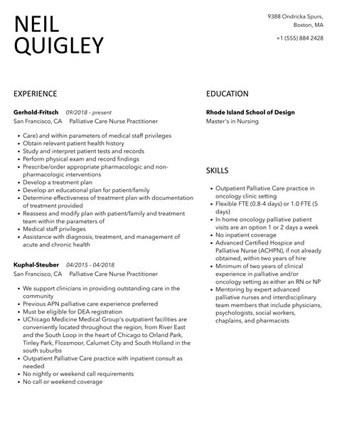 Palliative Care Nurse Resume Builder Rocket Resume