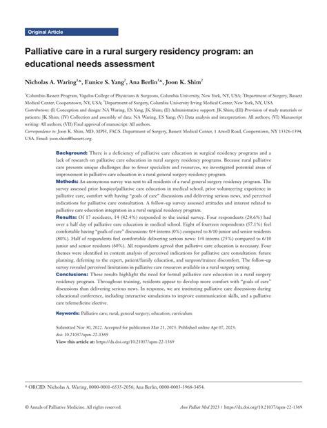 Palliative care in a rural surgery residency program: an …