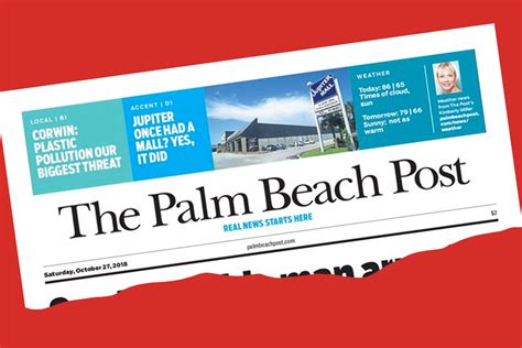 The Palm Beach Post is an American daily newspaper serving Palm Beach County in South Florida, and parts of the Treasure Coast.On March 18, 2018, in a deal worth …. 