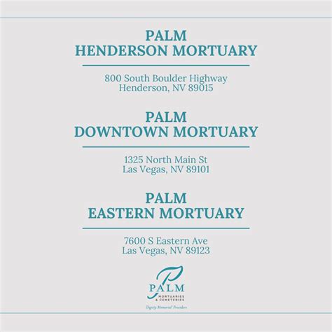 Palm mortuary.  This establishment offers an array of services catering to a ...