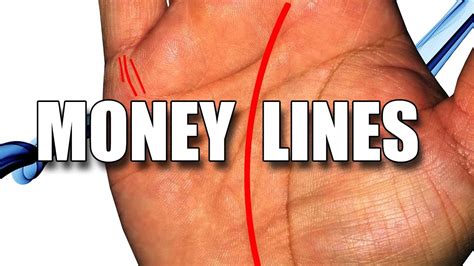 Palm reading money line. 1. Divide the life line into two equal parts, the middle place indicates the age of 40. Then connect it to the middle place of the ring and middle fingers. 2. Draw a parallel line to the first line from the middle place of the index and middle fingers to the life line. The intersection point is marked as the age of 20. 