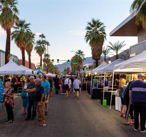 Palm springs villagefest. 7:00 pm - 10:00 pm. VillageFest takes place in downtown Palm Springs on Palm Canyon Drive every Thursday night. The street is closed to vehicular traffic and is transformed into a festive, pedestrian street fair. The perimeter of the event consists of Indian Canyon Drive to the east and Belardo Road to the west. 
