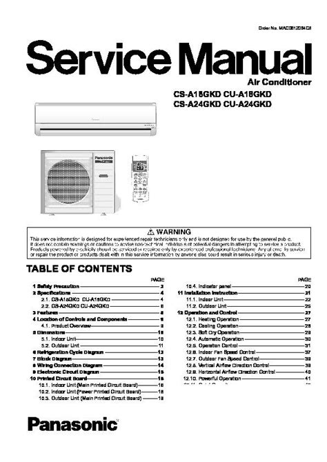 Panasonic air conditioner cs a24gkd user manual. - Guida alla progettazione dell'installazione elettrica calcoli progettisti elettricisti.