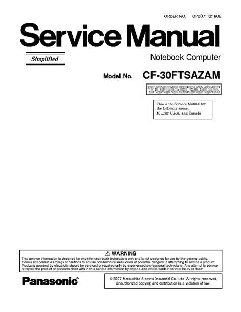 Panasonic cf 30ftsazam manuale di servizio di riparazione. - Sales training manuals for auto dealerships.