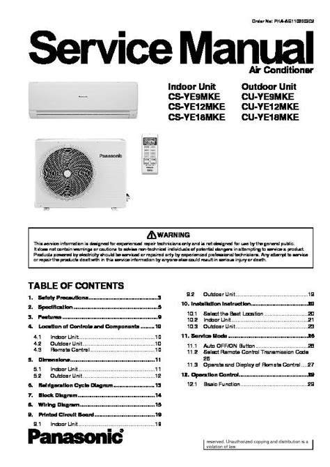 Panasonic cs ye cu ye series service manual. - Service handbuch yaesu ft 102 transceiver.