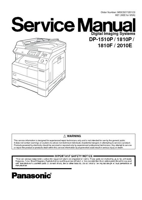 Panasonic dp 1510p 1810p dp 1810f 2010e manuale di servizio. - Komatsu pw98mr 6 hydraulic excavator service repair workshop manual sn f00003 and up.