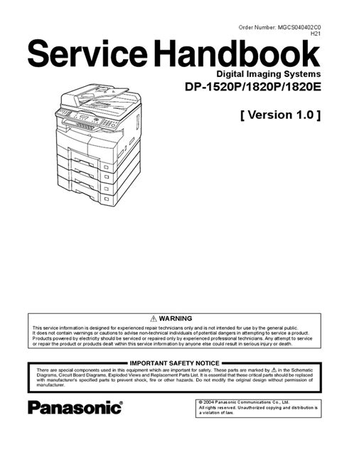Panasonic dp 1520p 1820p 1820e service manual. - Cincinnati bickford super service radial drill manual.
