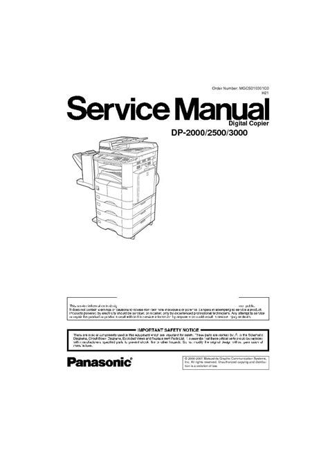 Panasonic dp 2000 dp 2500 dp 3000 service manual parts manual. - Guida alla riparazione della tv al plasma.