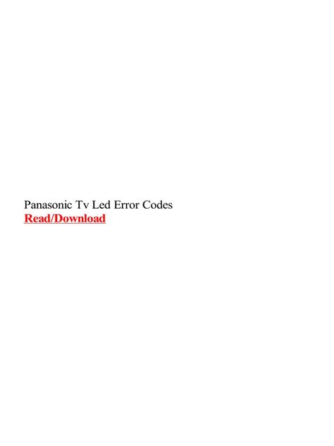 Panasonic lcd tv blink codes.  The document discusses Panasonic TV error codes indicat...