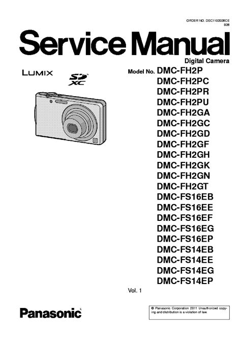 Panasonic lumix dmc fh2 fs14 fs16 guida alla riparazione manuale di servizio. - Manual de servicio del reloj hermle.