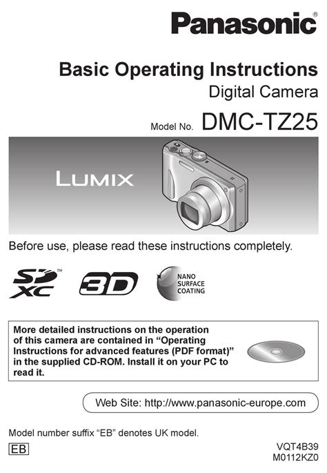 Panasonic lumix tz25 manuale di istruzioni. - Comp air start 015 user manual.