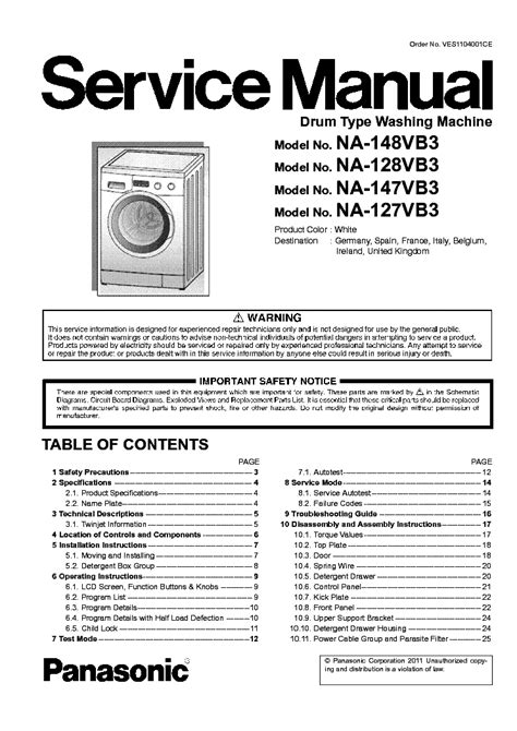Panasonic na 148vb3 drum type washing machine service manual. - Trata-se de não entregar os pontos.