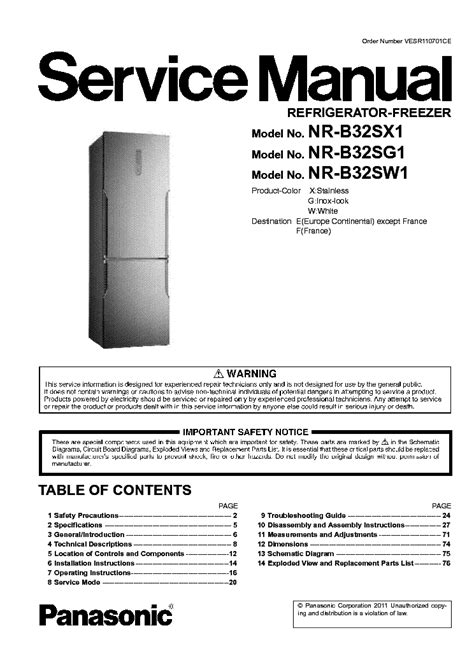 Panasonic nr b32sg2 b32sw2 service manual and repair guide. - Cpi instructor manual nonviolent crisis intervention.