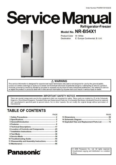 Panasonic nr b54x1 refrigerator freezer service manual. - Download gratuito manuale di servizio nissan primera p12.